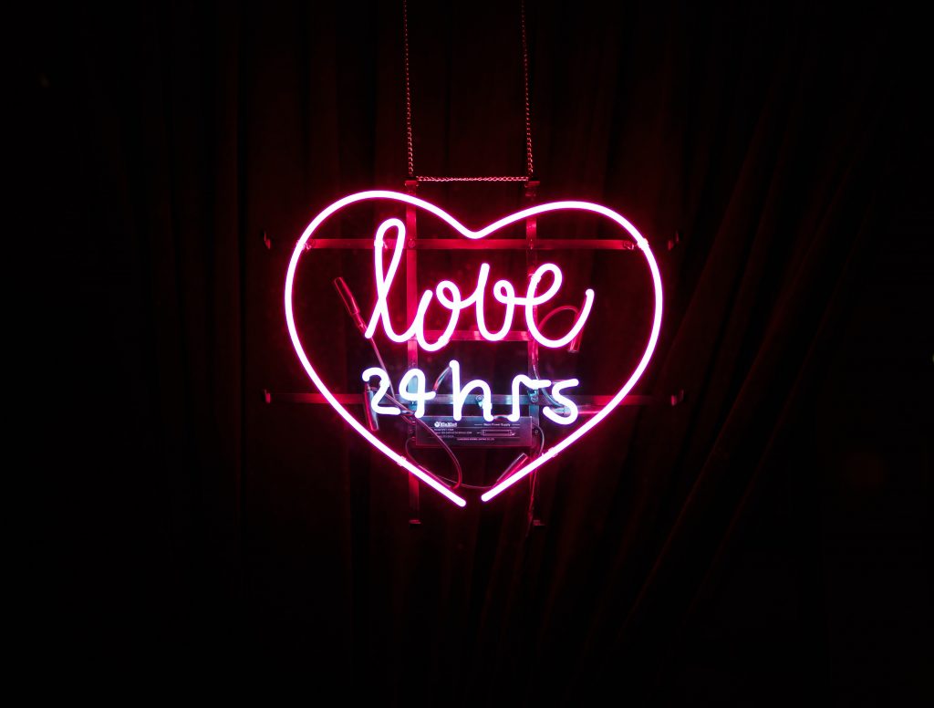 Neon sign love art valentine valentine's day