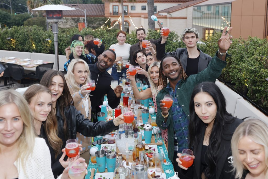 LOS ANGELES, CALIFORNIA - JUNE 15: Rebel Wilson, Fluid Co-Founder, Bella Thorne, Dave Osokow, Joshua Colley, Jade Bender, Rachel Zalis, Casamigos Global VP, Scott Evans, and guests attend the Fluid Launch Party and Mixology Hosted by Casamigos at Funke on June 15, 2023 in Los Angeles, California.